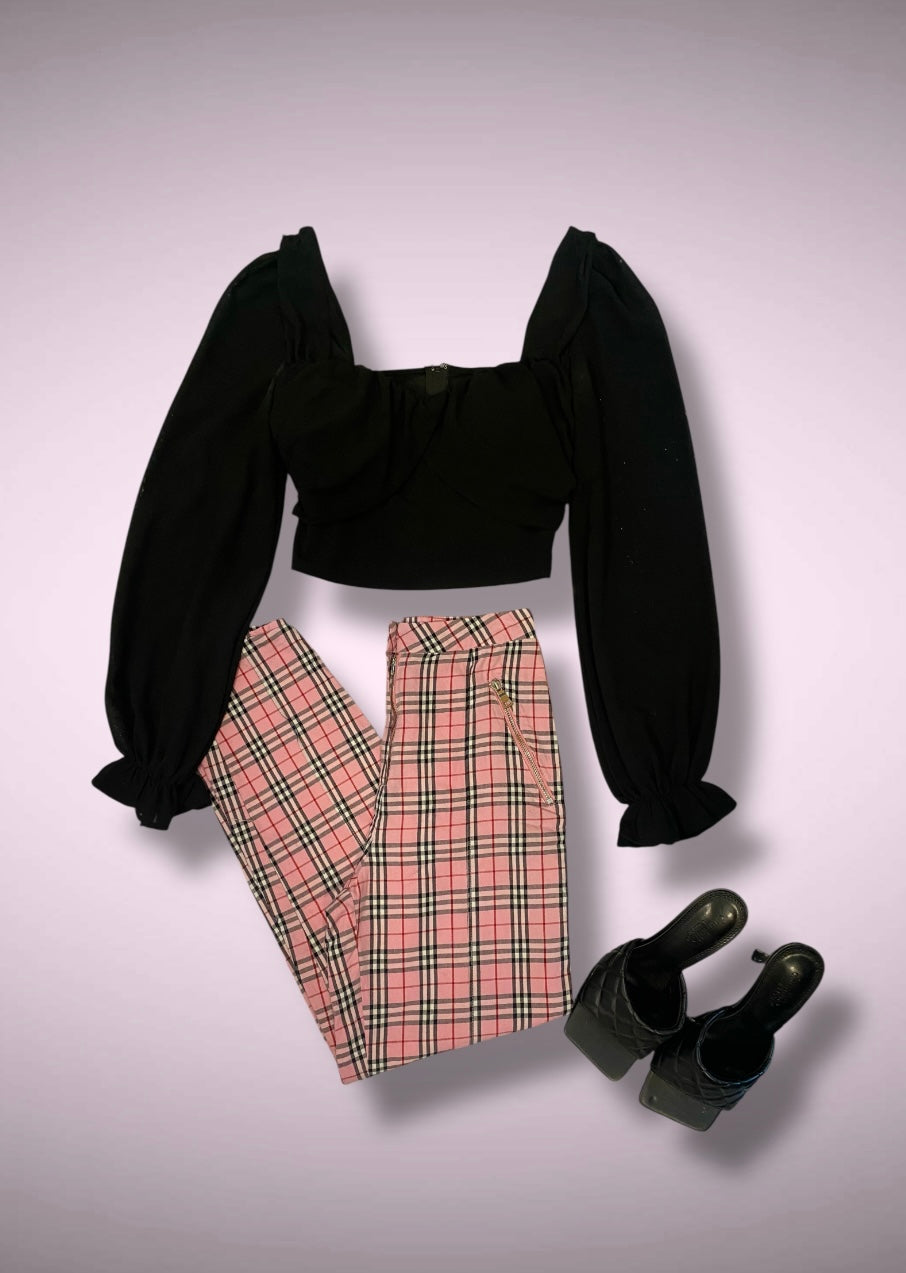 Tiger Mist. Pink Plaid Pants