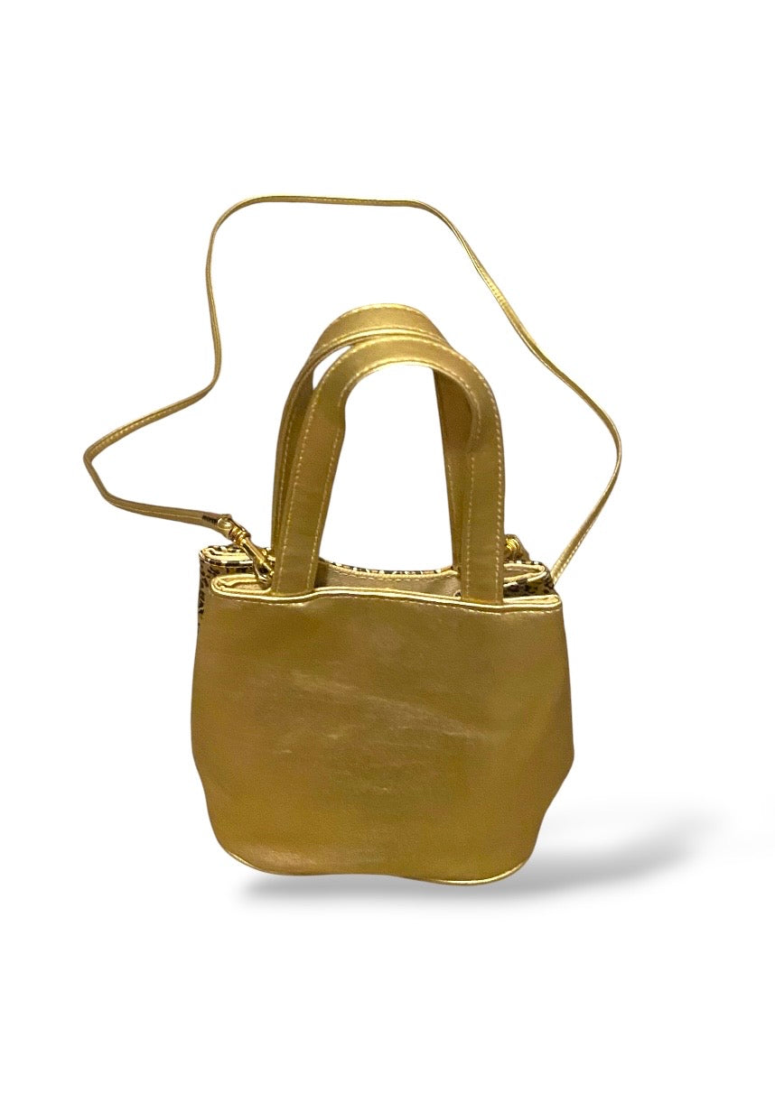 Gold and leopard handbag