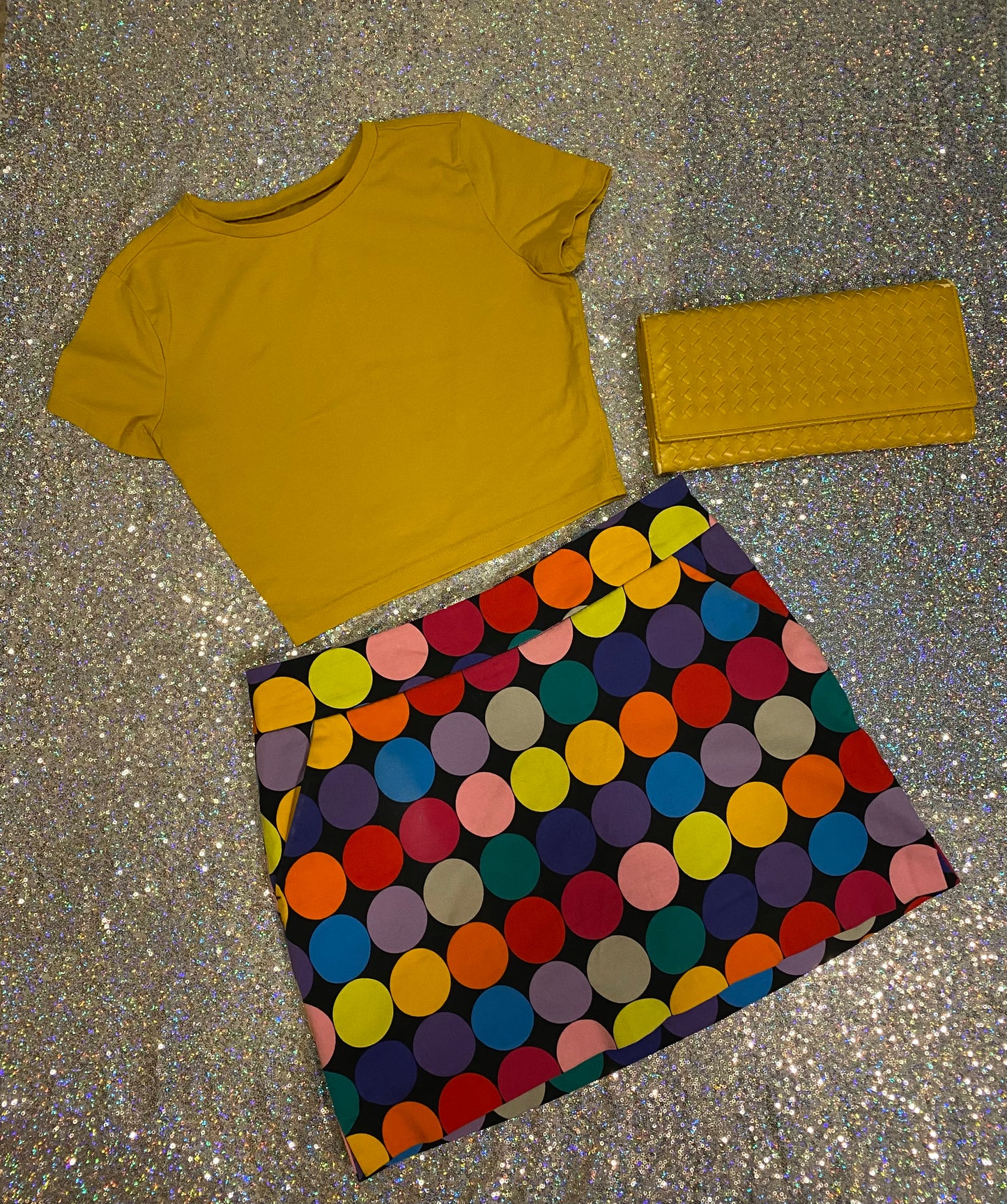 Rainbow polka dot skort