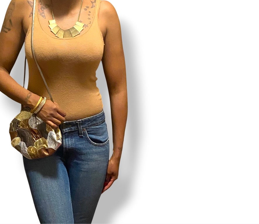 Vintage metallic crossbody/ shoulder bag